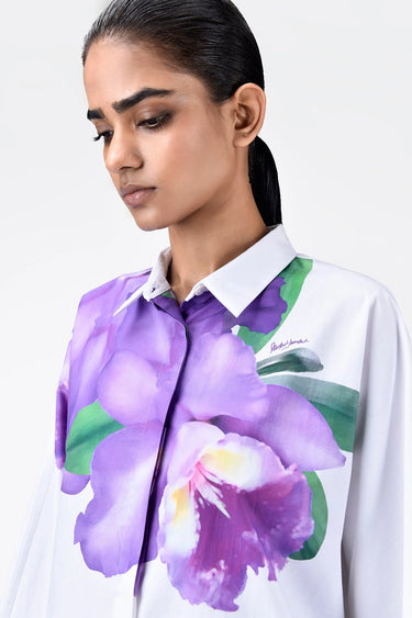 Easy Fit Button-Down Shirt with Batwing Sleeves - Genes Lecoanet Hemant