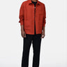 Easy Fit Button-Down Linen Herringbone Jacket with Patch Pockets - Coral Orange
