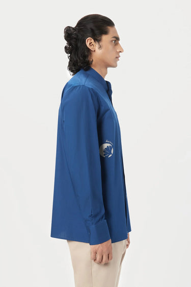 Easy Fit Button Up Shirt with Artful Stamp Print - Genes Lecoanet Hemant