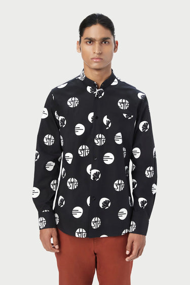Easy Fit Button-Up Shirt with Band Collar - Genes Lecoanet Hemant