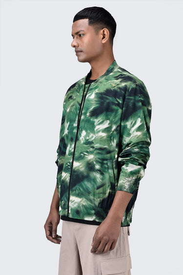 Easy Fit Cotton Pin Corduroy Bomber with Camouflage Print