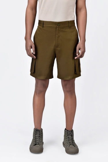 Easy Fit Cotton Pin Corduroy Cargo Shorts with Flap Pockets