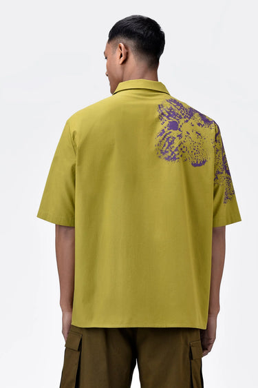 Easy Fit Cotton Poplin Shirt with Sailor Collar and Orchid Print