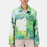 Easy Fit Denim-Style Jacket with Pixelated Landscape Print