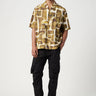 Easy Fit Half Sleeve Collar Shirt in an All-Over Abstract Check Print - Genes Lecoanet Hemant