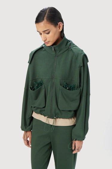 Easy Fit Hoodie with Adjustable Elasticated Waist - Forest Green - Genes Lecoanet Hemant
