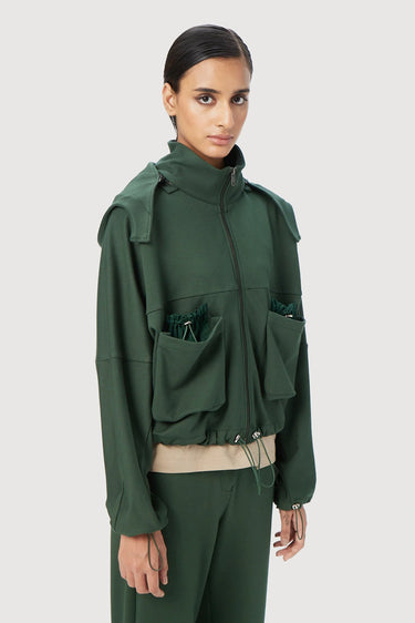 Easy Fit Hoodie with Adjustable Elasticated Waist - Forest Green - Genes Lecoanet Hemant