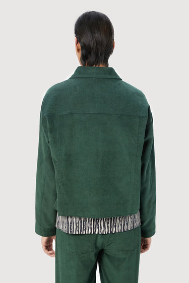Easy Fit Jacket with Double Stitch Construction -Forest Green