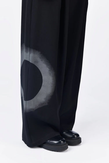 Easy Fit Pleated Trousers with Flap Pockets & Eclipse Print - Genes Lecoanet Hemant