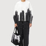 Easy Fit Round Neck Sweatshirt with Brush Stroke Print - Genes Lecoanet Hemant
