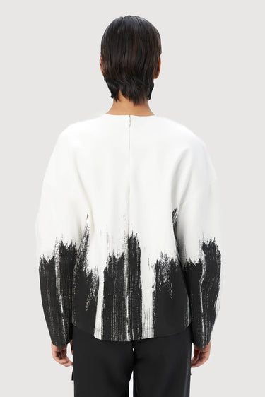 Easy Fit Round Neck Sweatshirt with Brush Stroke Print - Genes Lecoanet Hemant