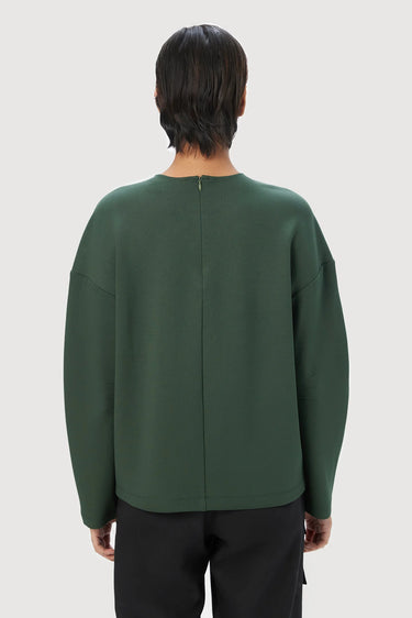 Easy Fit Round Neck Sweatshirt with Drop Shoulder- Forest Green - Genes Lecoanet Hemant