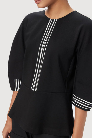 Easy Fit Round Neck Sweatshirt With Stylish Line Print - Genes Lecoanet Hemant