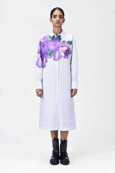 Easy-Fit Shirt Dress With Floral Print - Genes Lecoanet Hemant
