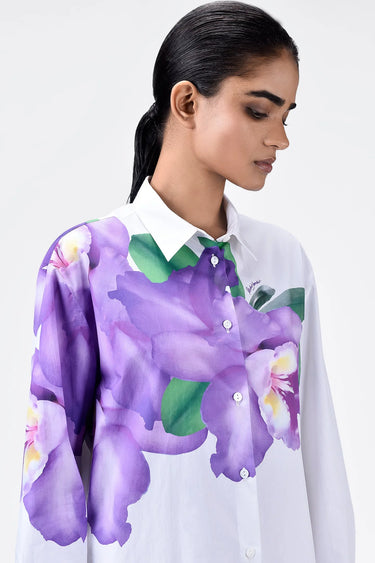 Easy-Fit Shirt Dress With Floral Print - Genes Lecoanet Hemant