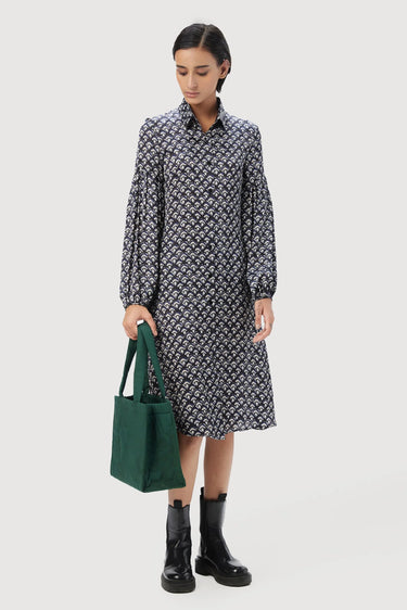 Easy Fit Shirt Dress with Pleated Sleeves - Genes Lecoanet Hemant