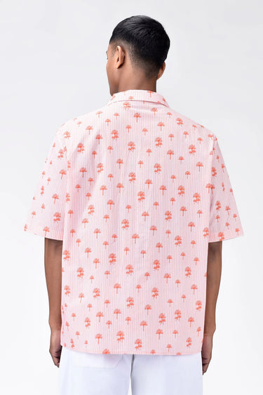 Easy Fit Shirt with Sailor Collar & Palm Stripe Print - Genes Lecoanet Hemant