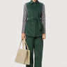 Easy Fit Sleeveless Jacket with Double Stitch Construction - Forest Green - Genes Lecoanet Hemant