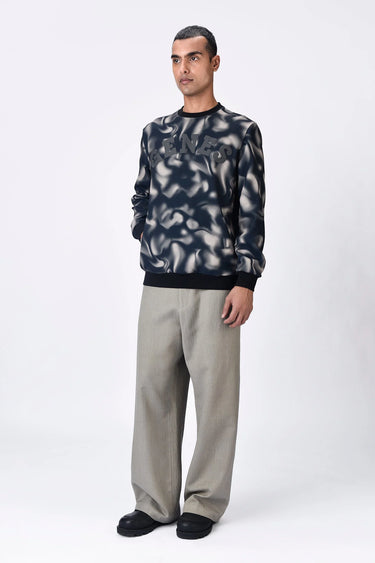 Easy Fit Sweatshirt with Genes Text and Aurora Print