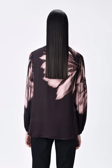 Easy Fit Viscose Satin Shirt with UV Flower Print - Genes Lecoanet Hemant