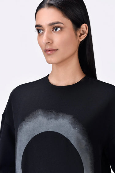 Eclipse print Black Banana Crepe Sweatshirt - Genes Lecoanet Hemant