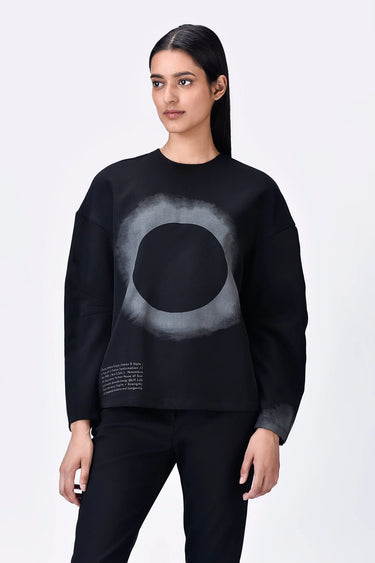 Eclipse print Black Banana Crepe Sweatshirt - Genes Lecoanet Hemant