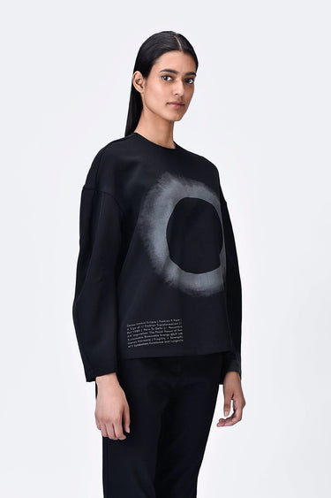 Eclipse print Black Banana Crepe Sweatshirt - Genes Lecoanet Hemant