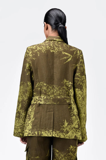 Elegant Monotone Landscape Jacket with Side Tie-Up Closure - Genes Lecoanet Hemant