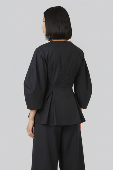 Elegant black peplum top for women, premium designer occasion wear India