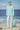 Mint green cotton poplin shirt for women with embroidered detailing