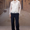 Embroidered Organza Funnel Collar Top - Genes Online Store