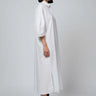 White relaxed fit shirt dress women India with classic collar and embroidery