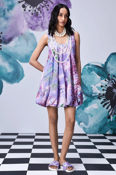 French Lavender Loose Fit Balloon Dress - Genes Online Store