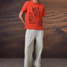 Coquelicot red French sketch cotton jersey T-shirt for women with graphic print and relaxed fit