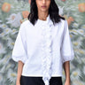 Frill Collar Relax Fit Top- White - Genes Online Store
