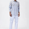 Fruit Motifs Embroidered Striped Men's Button-Down Shirt - Genes Lecoanet Hemant