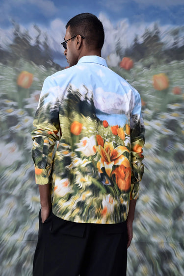 Garden Print Poplin Regular Fit Shirt - Genes Online Store