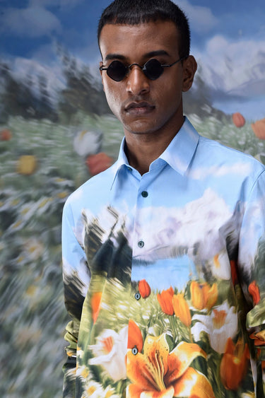 Garden Print Poplin Regular Fit Shirt - Genes Online Store