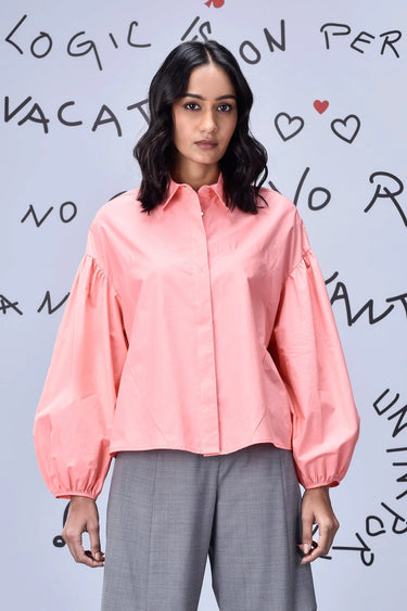 Gather Heart Relax Fit Shirt- Coral Peach - Genes Online Store