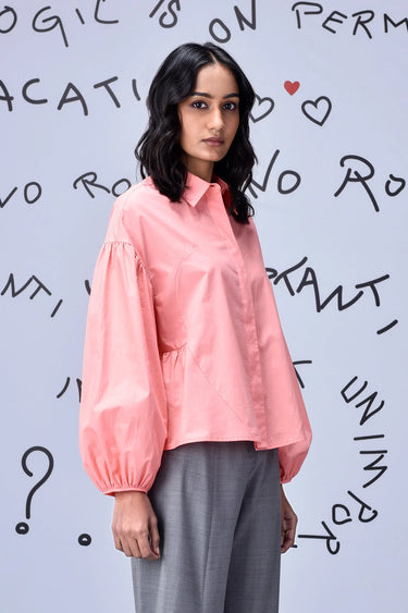 Gather Heart Relax Fit Shirt- Coral Peach - Genes Online Store