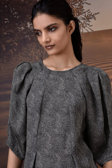 Stylish black satin top for women, premium designer evening wear India