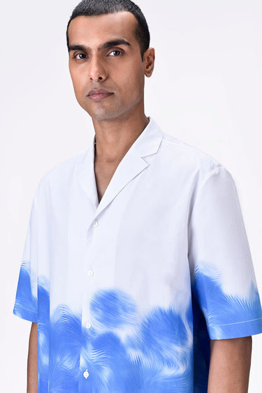 Giza Cotton Cubon Collar Shirt UV Print