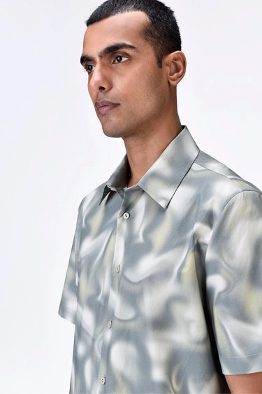 Giza Cotton Half Sleeve Shirt with Aurora Print