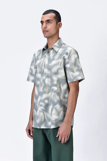 Giza Cotton Half Sleeve Shirt with Aurora Print