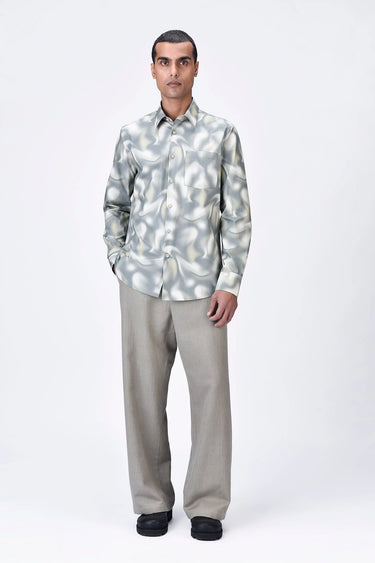 Giza Cotton Poplin Aurora Print Shirt Taupe Clay - Genes Lecoanet Hemant