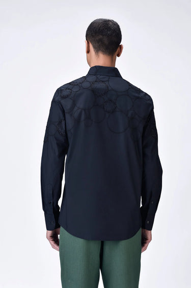 Giza Cotton Poplin Embroidered Shirt Black - Genes Lecoanet Hemant