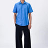 Giza Cotton Poplin Half Sleeve Shirt - Blue