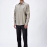Giza Cotton Poplin Regular Fit Button-Down Shirt with Micro Cell Embroidery - Taupe