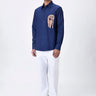 Giza Cotton Poplin Shirt - Navy Blue