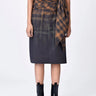 Giza Cotton Poplin Straight Fit Skirt with Draped Waist - Brown - Genes Lecoanet Hemant